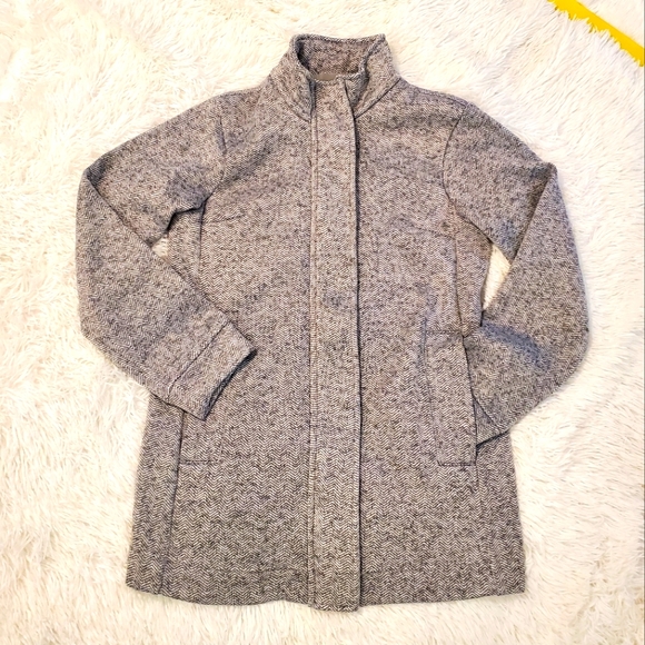 Lands' End Gray Herringbone Knit Jacket XS PETITE - Picture 3 of 11